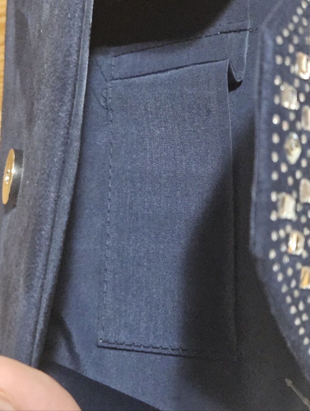 Navy Blue Clutch With Rhinestones - Picture 4 of 7
